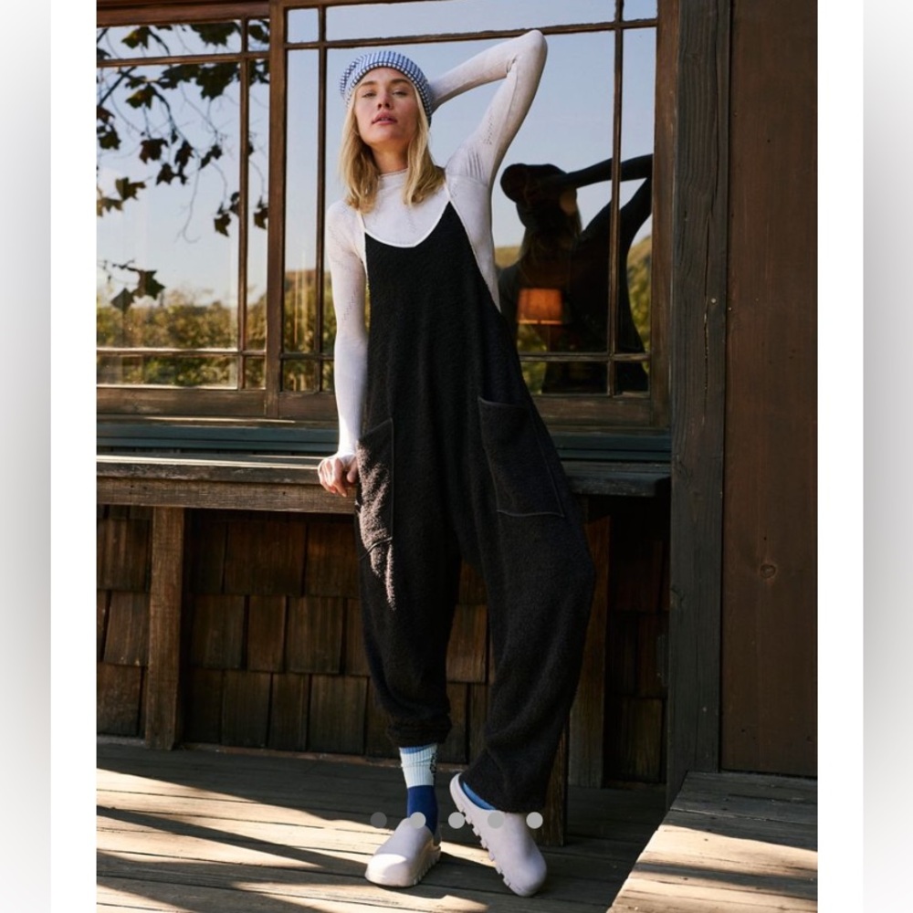 NWT FREE PEOPLE Movement Hot Shot Cuddle Up Onesie in Black